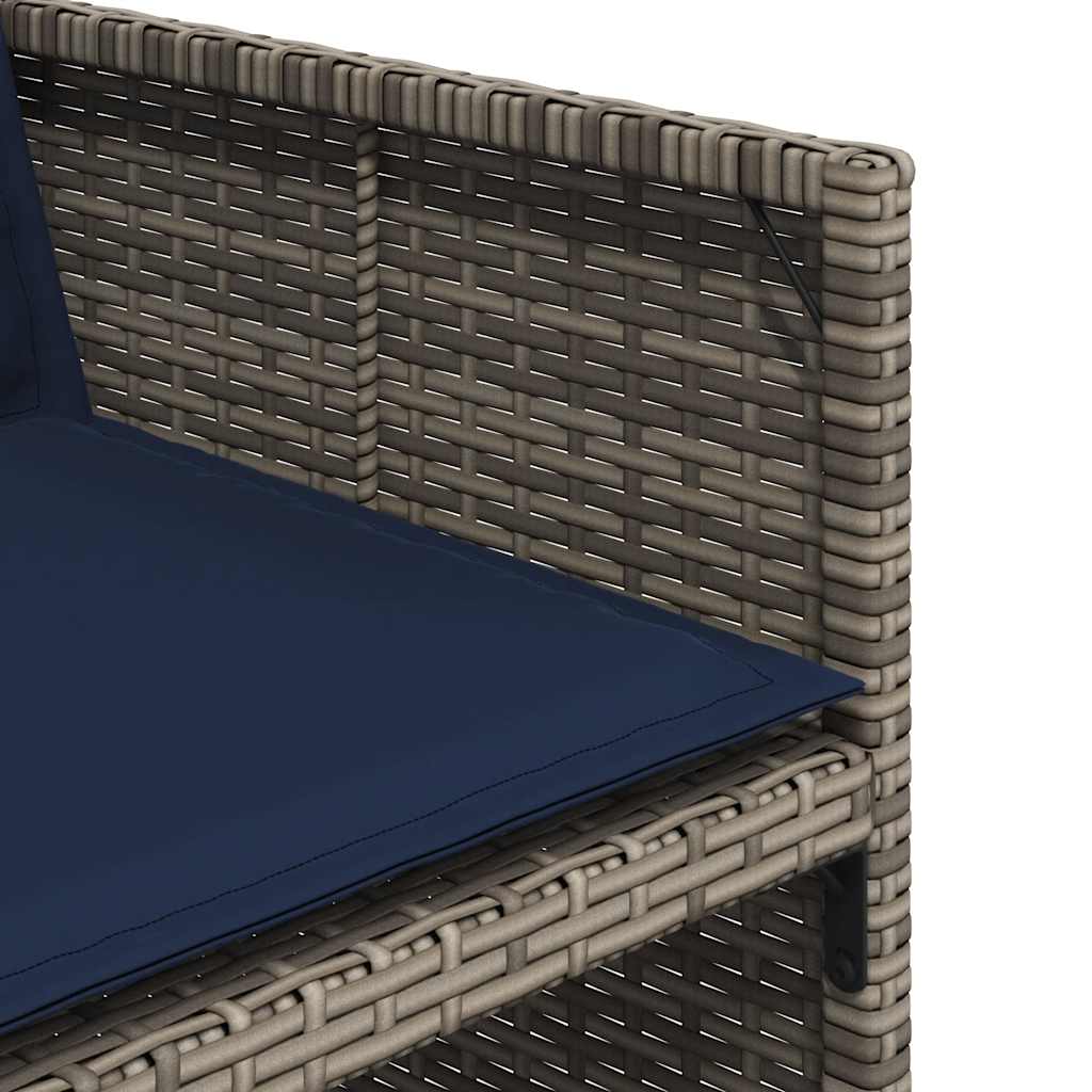 15-teiliges Garten-Ess-Set mit Kissen, grau, Polyrattan