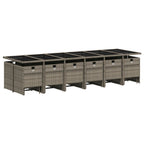 17-teiliges Garten-Ess-Set mit Kissen, grau, Polyrattan
