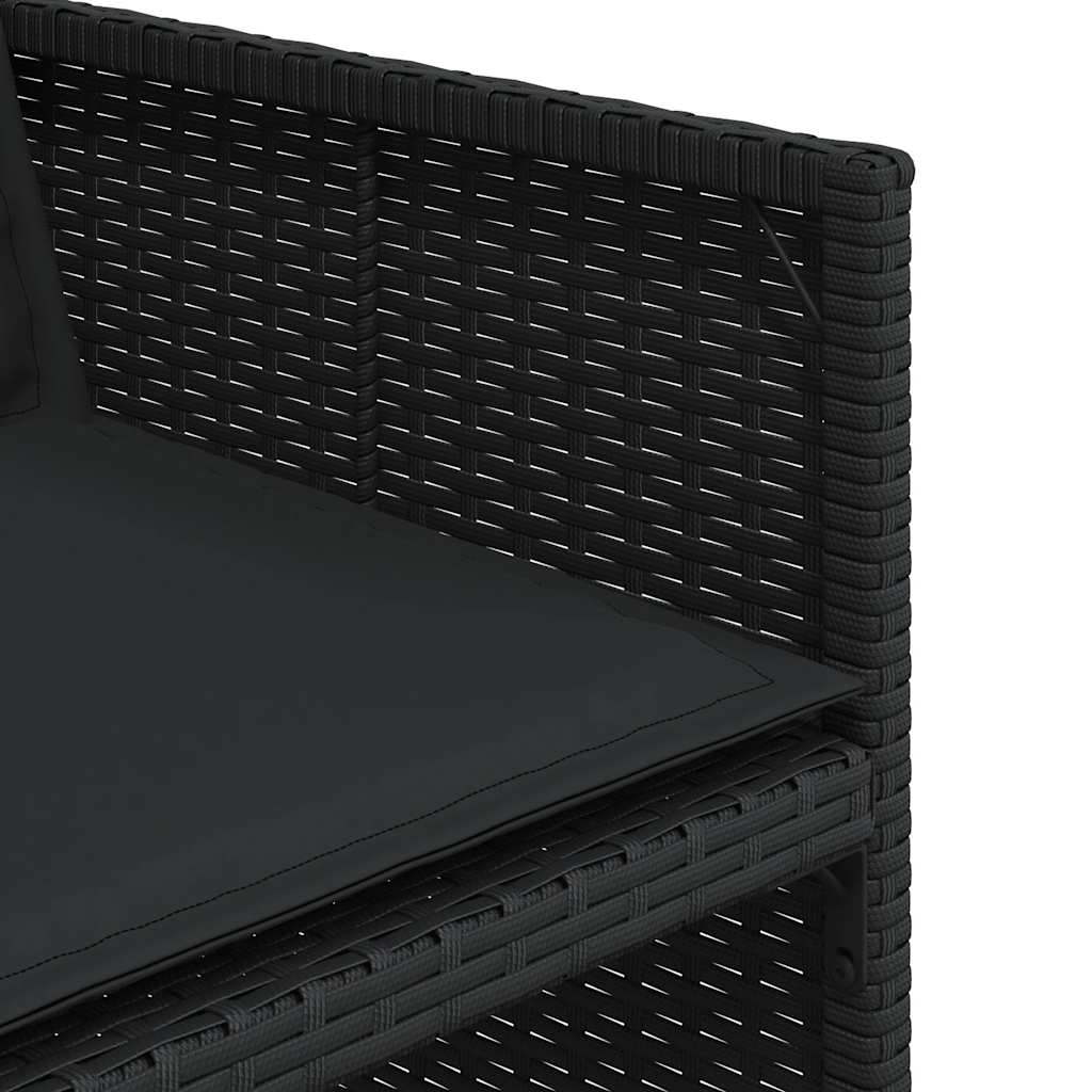 9-tlg. Garten-Essgruppe mit Kissen Schwarz Poly Rattan