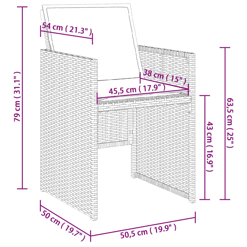 13-tlg. Garten-Essgruppe mit Kissen Schwarz Poly Rattan