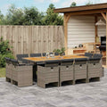 13-tlg. Garten-Essgruppe mit Kissen Grau Poly Rattan