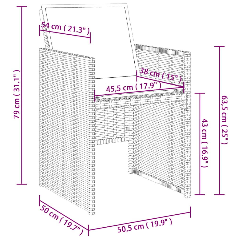 17-tlg. Garten-Essgruppe mit Kissen Hellgrau Poly Rattan