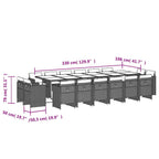 17-tlg. Garten-Essgruppe mit Kissen Schwarz Poly Rattan