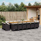 17-tlg. Garten-Essgruppe mit Kissen Schwarz Poly Rattan