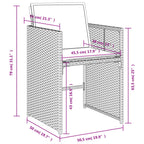 5-teiliges Garten-Ess-Set mit Kissen, grau, Polyrattan