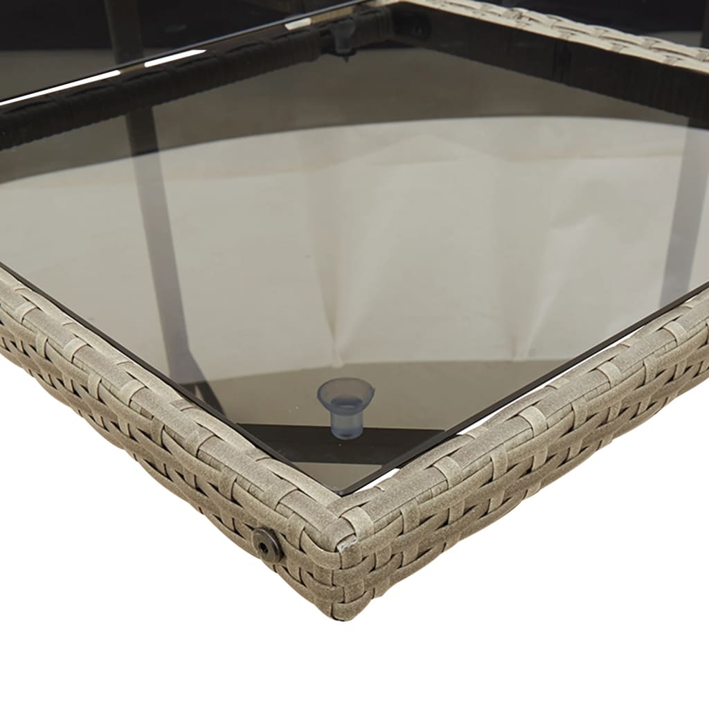 7-teiliges Garten-Ess-Set mit Kissen, grau, Polyrattan
