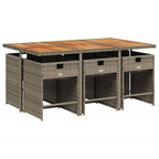 7-teiliges Garten-Ess-Set mit Kissen, grau, Polyrattan