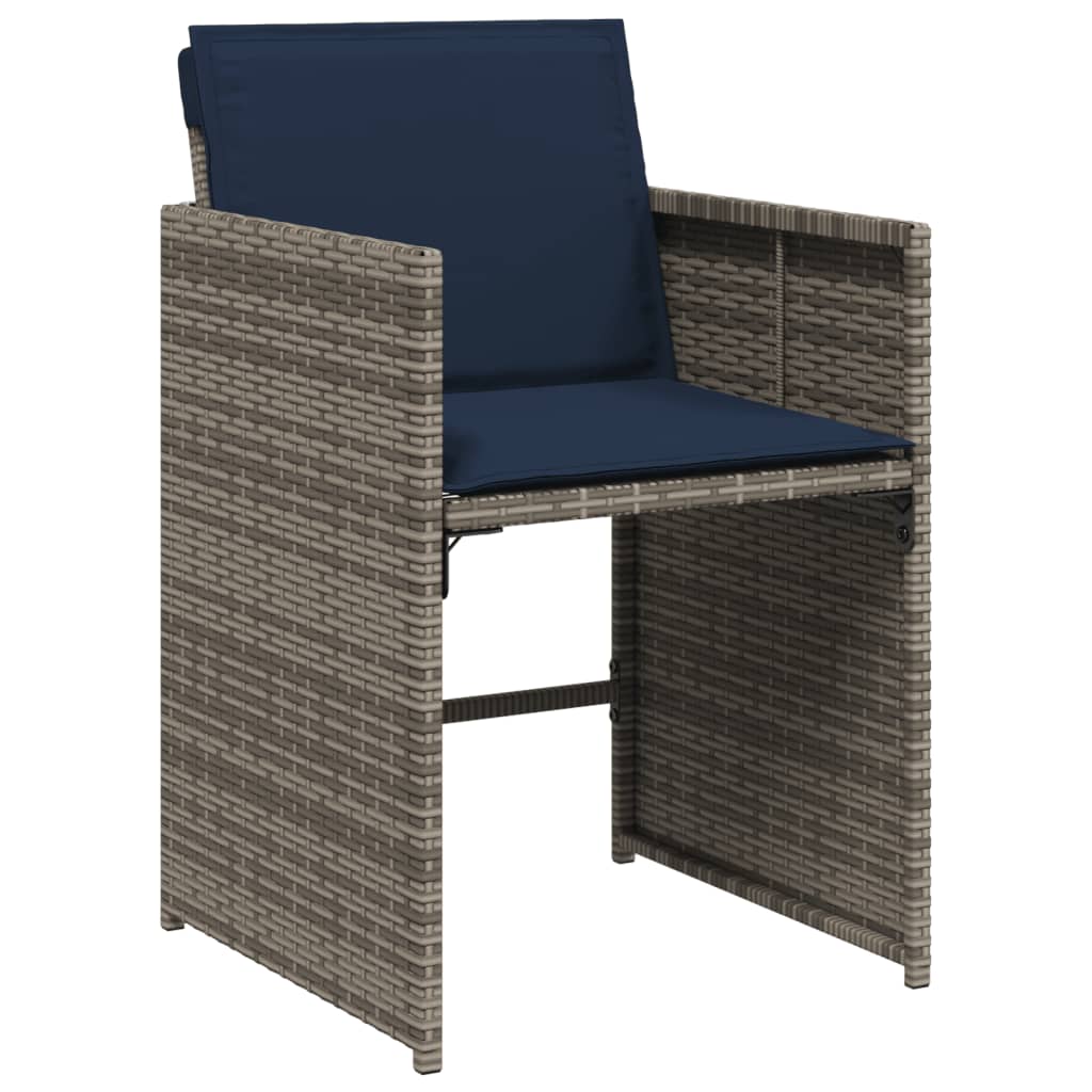 7-teiliges Garten-Ess-Set mit Kissen, grau, Polyrattan