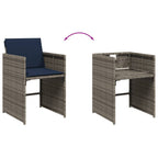7-teiliges Garten-Ess-Set mit Kissen, grau, Polyrattan