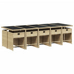 11-tlg. Garten-Essgruppe mit Kissen Beigemischung Poly Rattan