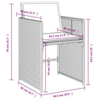 11-teiliges Garten-Ess-Set mit Kissen, grau, Polyrattan