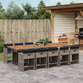 11-teiliges Garten-Ess-Set mit Kissen, grau, Polyrattan