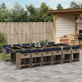 13-teiliges Garten-Ess-Set mit Kissen, grau, Polyrattan
