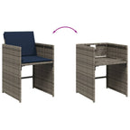 11-teiliges Garten-Ess-Set mit Kissen, grau, Polyrattan