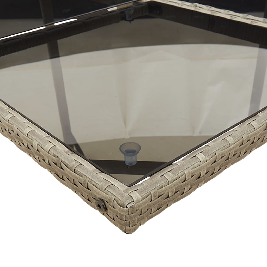 17-teiliges Garten-Ess-Set mit Kissen, grau, Polyrattan