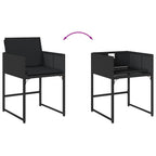 9-tlg. Garten-Essgruppe mit Kissen Schwarz Poly Rattan