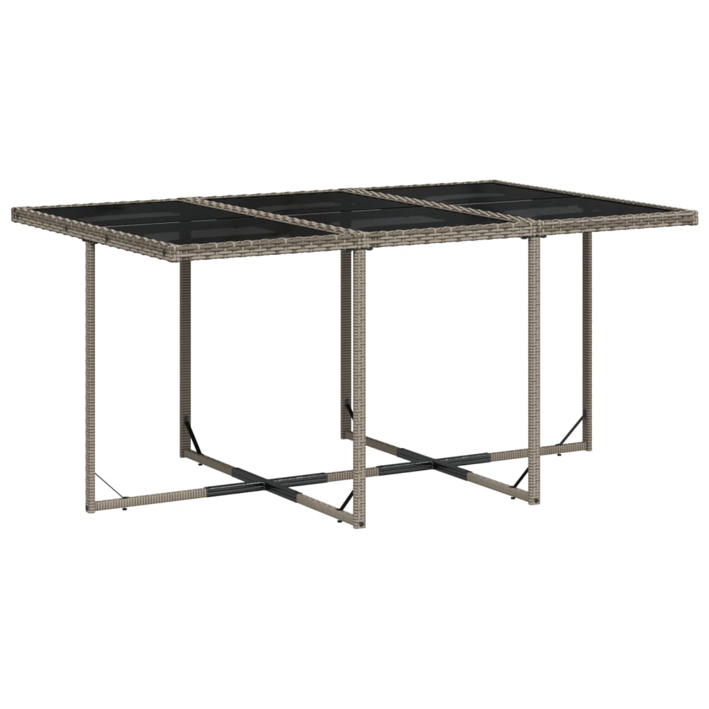 11-teiliges Garten-Ess-Set mit Kissen, grau, Polyrattan