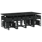 13-tlg. Garten-Essgruppe mit Kissen Schwarz Poly Rattan
