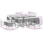 13-tlg. Garten-Essgruppe mit Kissen Schwarz Poly Rattan
