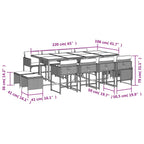 13-tlg. Garten-Essgruppe mit Kissen Braun Poly Rattan