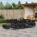 15-tlg. Garten-Essgruppe mit Kissen Schwarz Poly Rattan