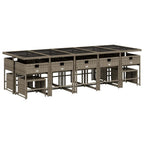 15-tlg. Garten-Essgruppe mit Kissen Grau Poly Rattan