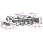 17-tlg. Garten-Essgruppe mit Kissen Hellgrau Poly Rattan