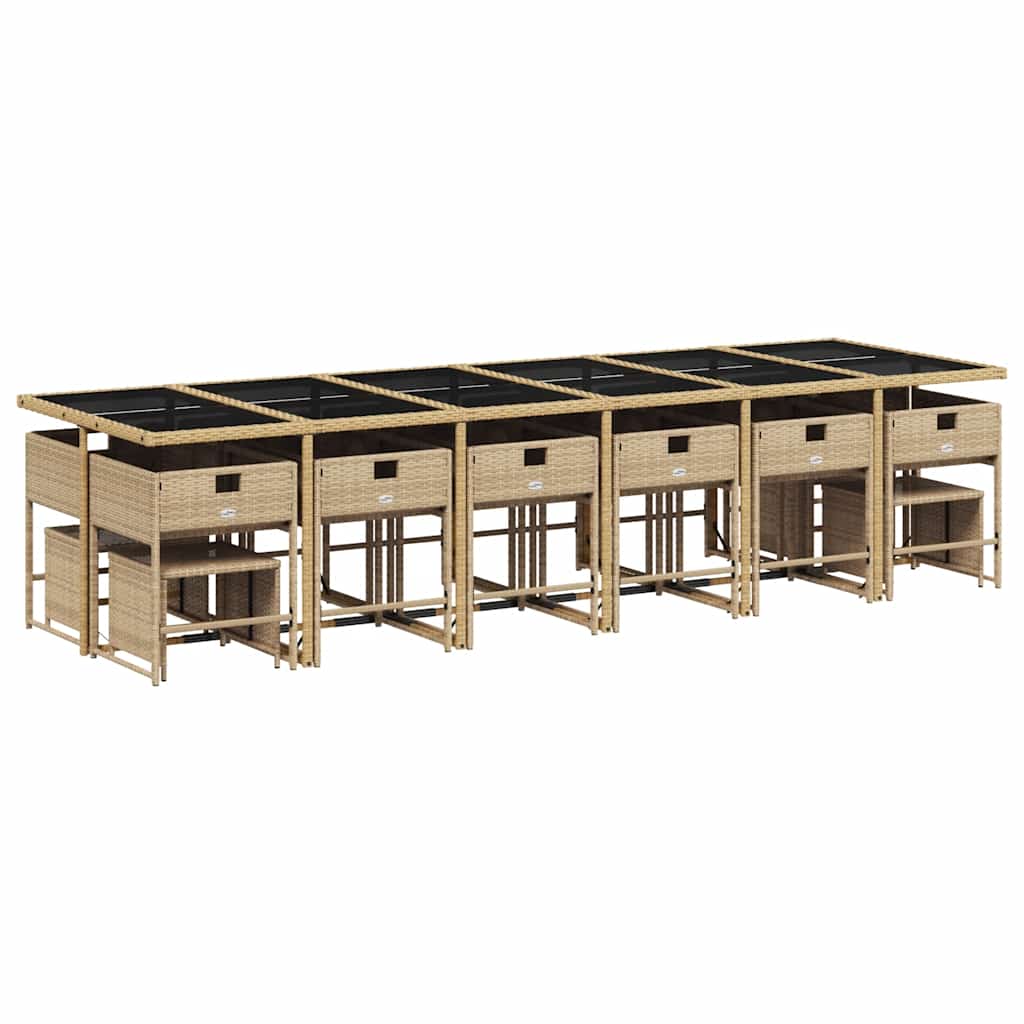 17-tlg. Garten-Essgruppe mit Kissen Beigemischung Poly Rattan