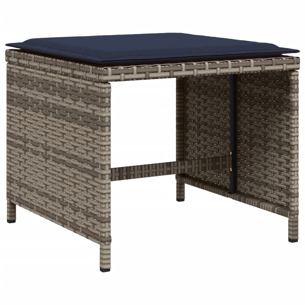 17-teiliges Garten-Ess-Set mit Kissen, grau, Polyrattan
