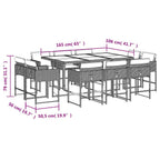 11-tlg. Garten-Essgruppe mit Kissen Beige Poly Rattan