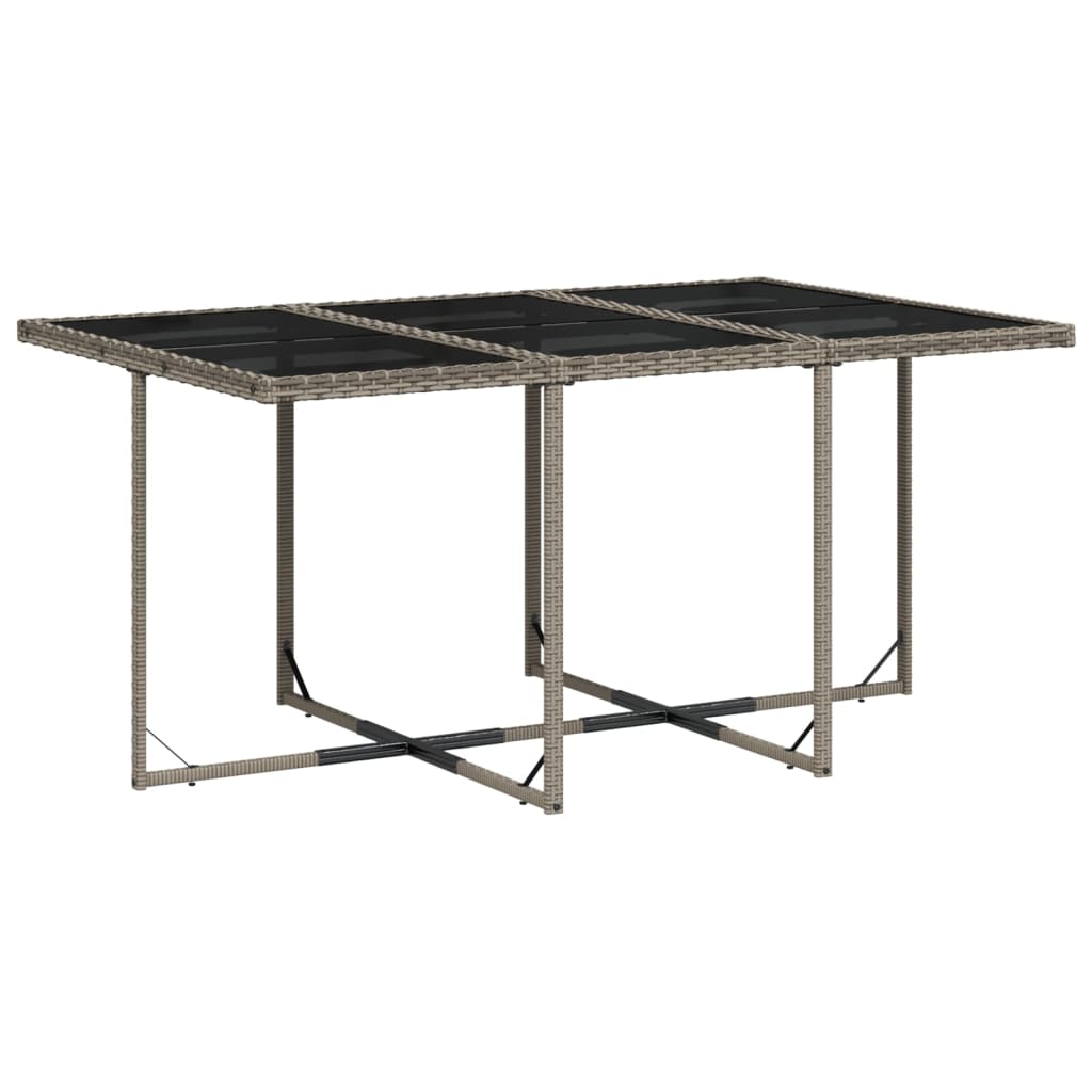 11-teiliges Garten-Ess-Set mit Kissen, grau, Polyrattan