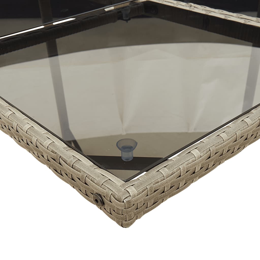 13-teiliges Garten-Ess-Set mit Kissen, grau, Polyrattan