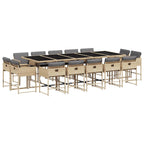 15-tlg. Garten-Essgruppe mit Kissen Beigemischung Poly Rattan
