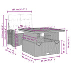 2-tlg. Garten-Essgruppe mit Kissen Schwarz Poly Rattan