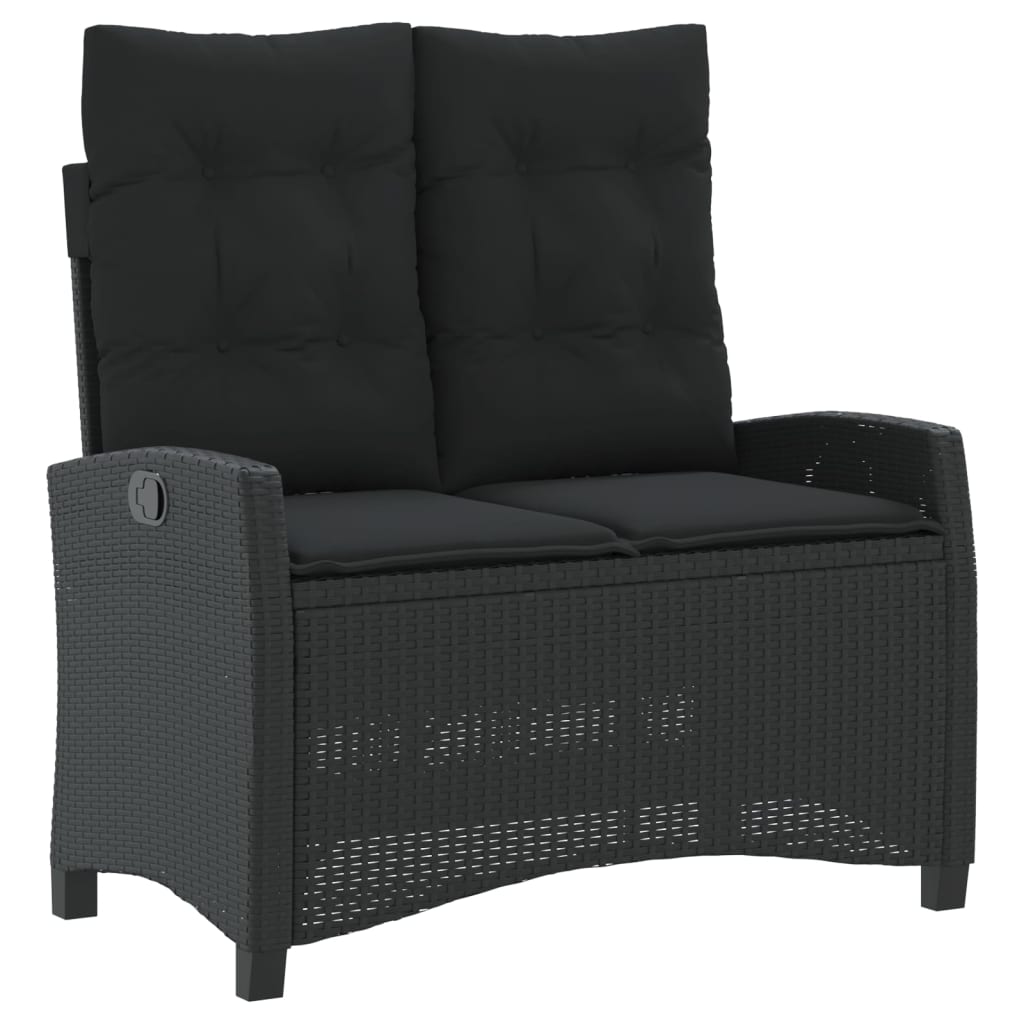 4-tlg. Garten-Essgruppe mit Kissen Schwarz Poly Rattan