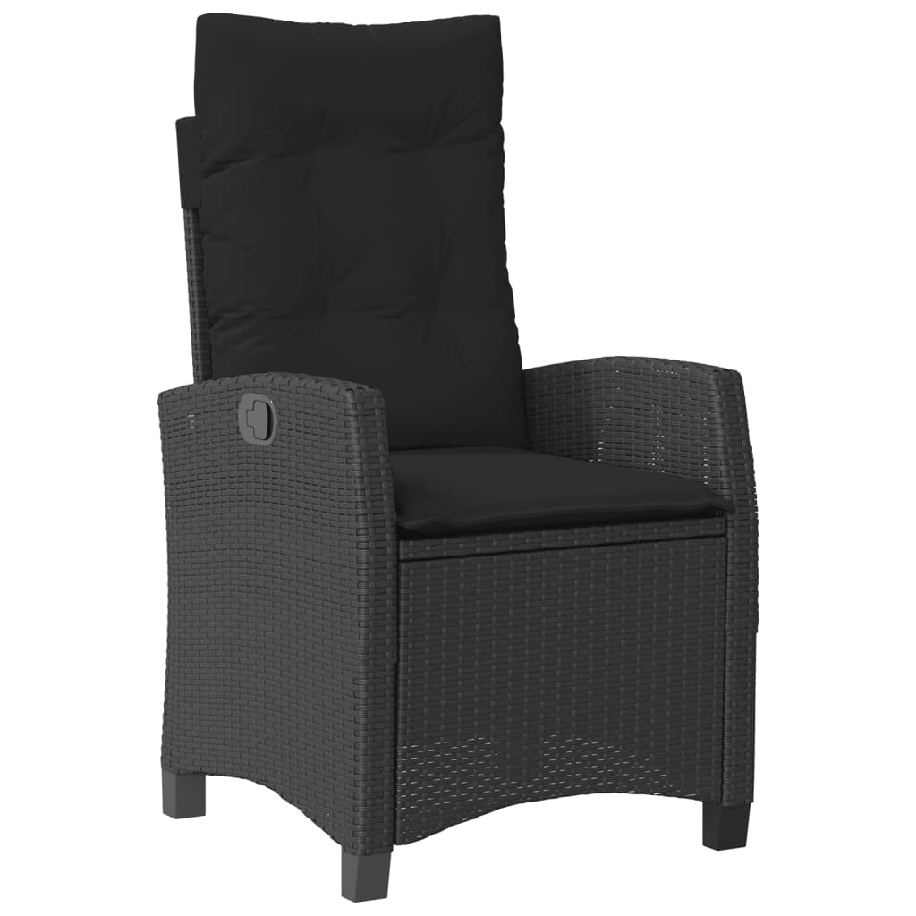 4-tlg. Garten-Essgruppe mit Kissen Schwarz Poly Rattan