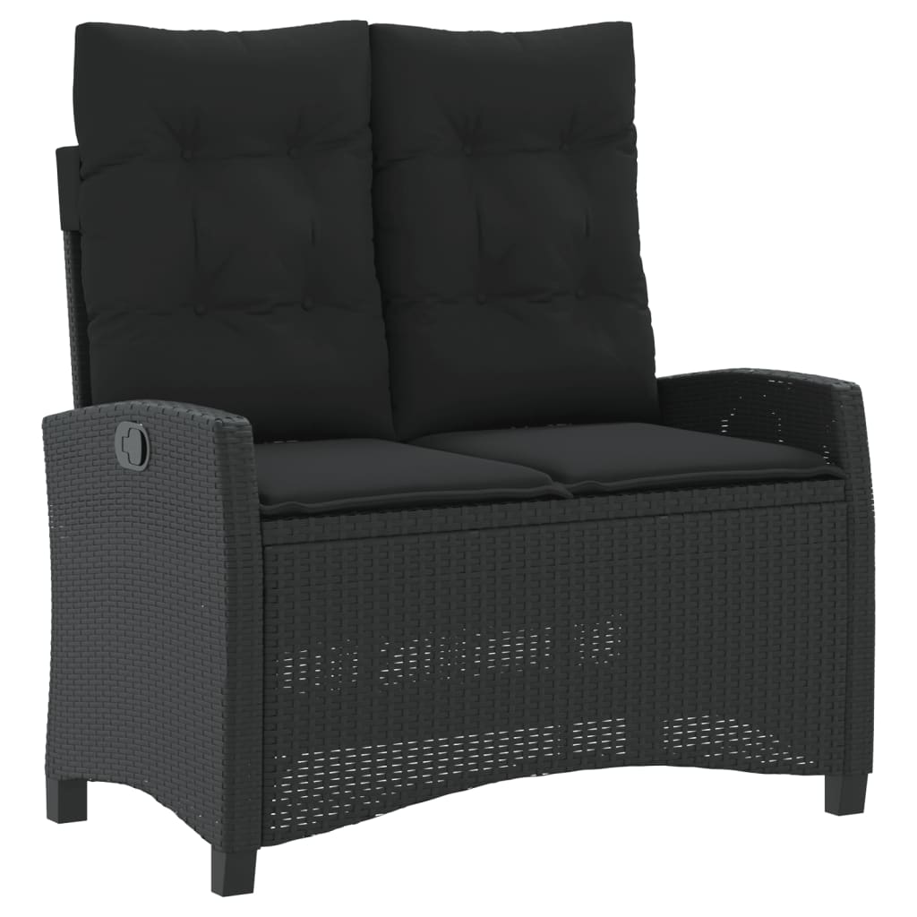 4-tlg. Garten-Essgruppe mit Kissen Schwarz Poly Rattan