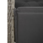 3-tlg. Garten-Essgruppe mit Kissen Grau Poly Rattan