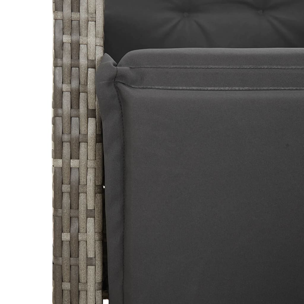 3-tlg. Garten-Essgruppe mit Kissen Grau Poly Rattan