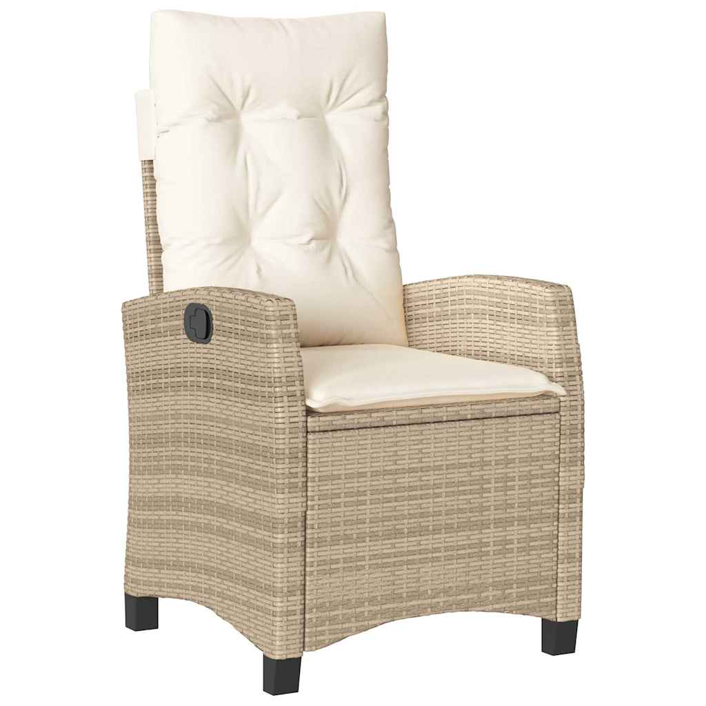 4-tlg. Garten-Essgruppe mit Kissen Beige Poly Rattan