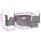 5-tlg. Garten-Essgruppe mit Kissen Schwarz Poly Rattan