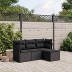 4-tlg. Garten-Sofagarnitur mit Kissen Schwarz Poly Rattan