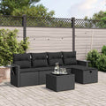 6-tlg. Garten-Sofagarnitur mit Kissen Schwarz Poly Rattan