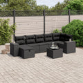 8-tlg. Garten-Sofagarnitur mit Kissen Schwarz Poly Rattan
