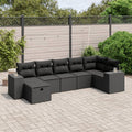 7-tlg. Garten-Sofagarnitur mit Kissen Schwarz Poly Rattan