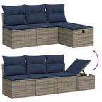 8-teiliges Gartensofa-Set mit Kissen, grau, Polyrattan