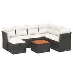 8-tlg. Garten-Sofagarnitur mit Kissen Schwarz Poly Rattan