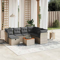 8-tlg. Garten-Sofagarnitur mit Kissen Grau Poly Rattan