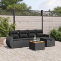 6-tlg. Garten-Sofagarnitur mit Kissen Schwarz Poly Rattan