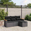 4-tlg. Garten-Sofagarnitur mit Kissen Schwarz Poly Rattan